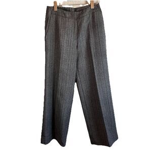 Garnet Hill‎ Women’s Dress Pants Size 8 Wool Blend Charcoal Gray Wide Leg Career